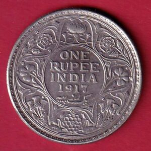 British India 1917 george v One rupee silver coin -SA3771
