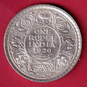 "UNC" BRITISH INDIA 1920  GEORGE V KING ONE RUPEE SILVER COIN-SA3776