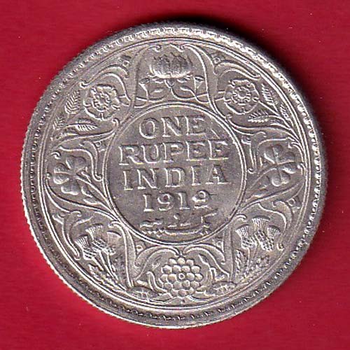 "UNC" BRITISH INDIA 1919 GEORGE V KING ONE RUPEE SILVER COIN-SA3777