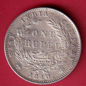 EAST INDIA COMPANY 1840 divided LEGEND VICTORIA QUEEN ONE RUPEE SILVER COIN- ta1221