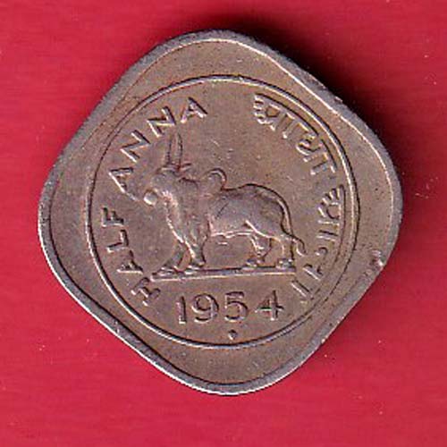 “UNC” republic india 1954 two annas coin- S7547