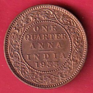 UNC RITISH INDIA 1933 ONE QURTER ANNA GEORGE VI COPPER COIN- SA3819