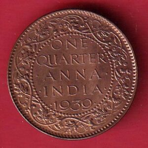 BRITISH INDIA 1939 ONE QURTER ANNA GEORGE VI COPPER COIN - SA3825