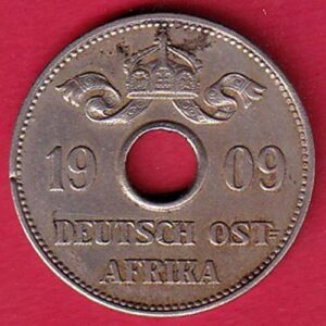 WORLD COIN :- GERMAN EAST AFRICA 1909 10 HELLER COIN - aa1497