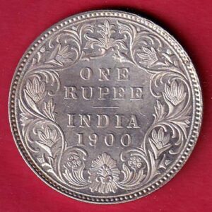 british india 1900 victoria empress one rupee silver coin- aa1498