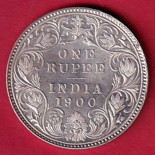 british india 1900 victoria empress one rupee silver coin- aa1498