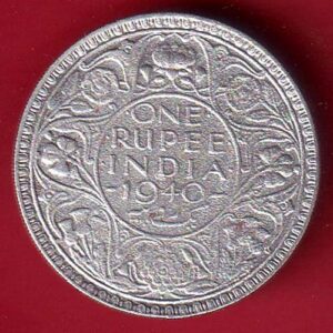 BRITISH INDIA 1940 BOMBAY MINT GEORGE VI ONE RUPEE BEAUTIFUL SILVER COIN– AA1501