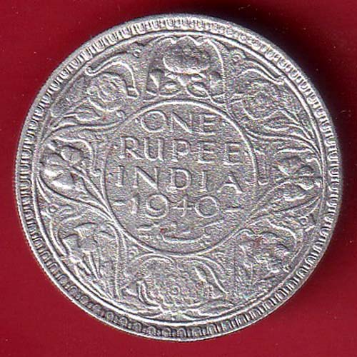 BRITISH INDIA 1940 BOMBAY MINT GEORGE VI ONE RUPEE BEAUTIFUL SILVER COIN– AA1501