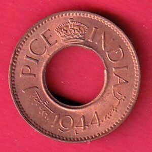 British India 1944 Lahor mint One Pice copper coin- S7379