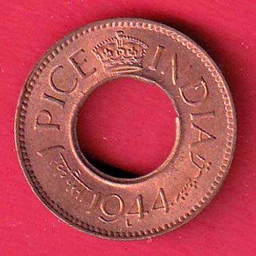British India 1944 Lahor mint One Pice copper coin- S7379