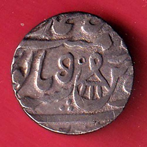 Awadh state INO shah Alam II Shuja - ud - Daula Muh. banaras mint 1754 AD RY 5 One rupee silver coin- S7425