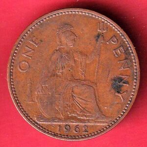 Gibraltar Elizabeth II 1962 one penny copper coin - SA3781