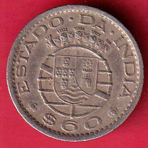PORTUGUESE INDIA GOA 60 CENTAVOS 1959 COIN - SA3802