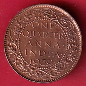 BRITISH INDIA 1939 GEORGE VI ONE QUARTER ANNA- sa3848