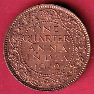BRITISH INDIA 1942 one quarter anna GEORGE VI COPPER COIN -TA1223