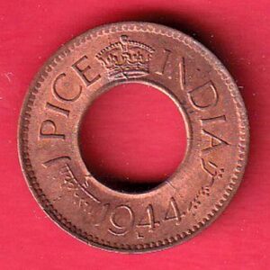 British India 1944 Lahor mint One Pice copper coin-TA1224
