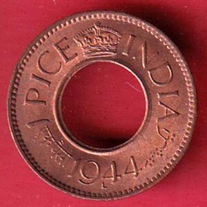 British India 1944 Lahor mint One Pice copper coin -S7605
