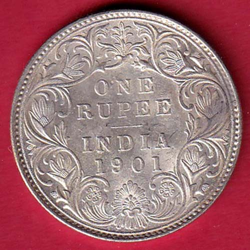 British india 1901 victoria empress one rupee silver coin-feh163