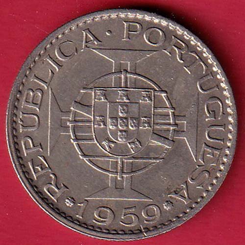 PORTUGUESE INDIA GOA 6 ESCUDO 1959 COIN-S7598