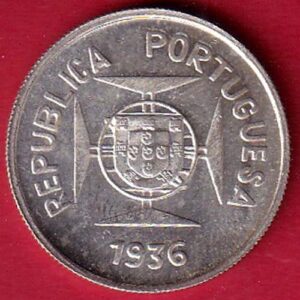 “UNC” Republic portugues 1936 Lisboa mint ½ Rupia SILVER COIN -S7612