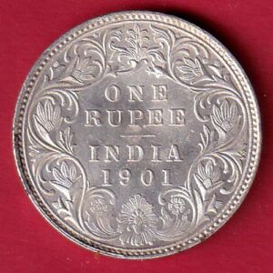 British india 1901 victoria empress one rupee silver coin– s7655