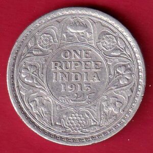 British India 1915 George v One Rupee silver coin- FEH293