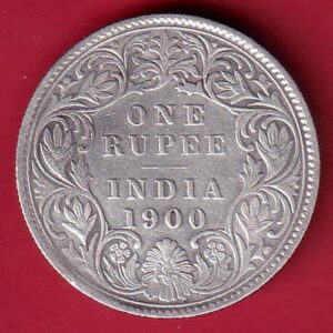 British india 1900 victoria empress one rupee silver coin- FEH295