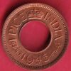 British india king george vi 1945 one pice beautiful copper Coin – s7770