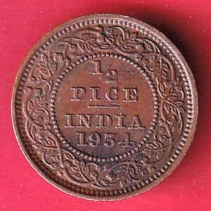 British India George v 1934 1/2 pice copper coin – s7822