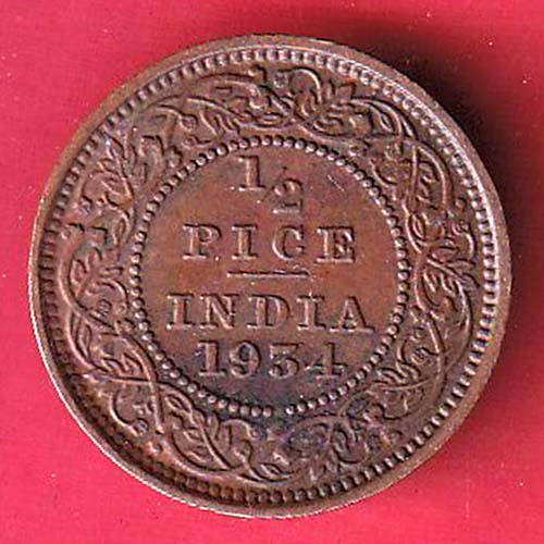 British India George v 1934 1/2 pice copper coin – s7822