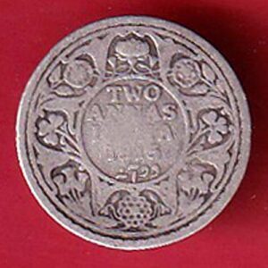 British India 1915 George v two annas silver coin– S7872