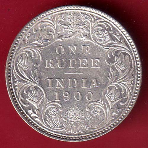 British india 1900 victoria empress one rupee silver coin– Sa3973