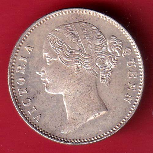 EAST INDIA COMPANY 1840 DIVIDED LEGEND VICTORIA QUEEN ONE RUPEE SILVER COIN-TA1248
