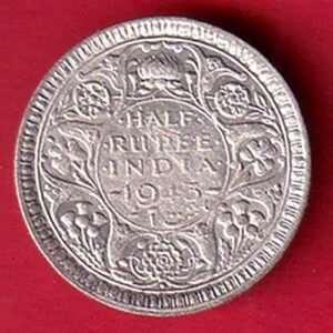 british india 1943 lahore mint half rupee coin– HB75