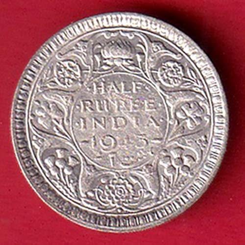 british india 1943 lahore mint half rupee coin– HB75