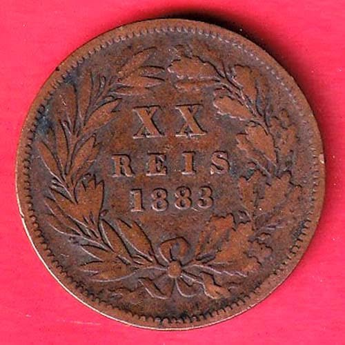 Portugal 20 Réis – Luíz I 1883 copper coin– HB76