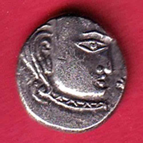 RARE VERIETY” Ancient India Gupta Empire Silver Drachm of SkandaGupta “Peacock” type Coin– HB77