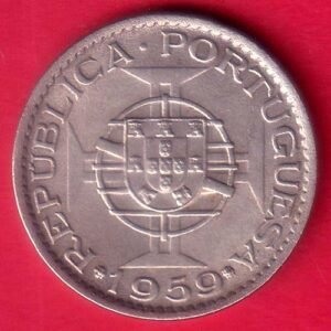 PORTUGUESE INDIA GOA 1 ESCUDO 1959 RARE COIN -HB210