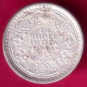 British India 1944 Bombay Mint George Vi 1/4 Rupee SILVER COIN– HB104