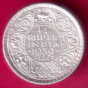 BRITISH INDIA 1939 GEORGE VI bombay mint 1/4 RUPEE SILVER COIN– HB114