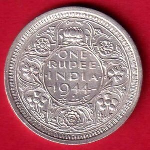 British India 1944 Bombay Mint George Vi One Rupee SILVER COIN– HB115