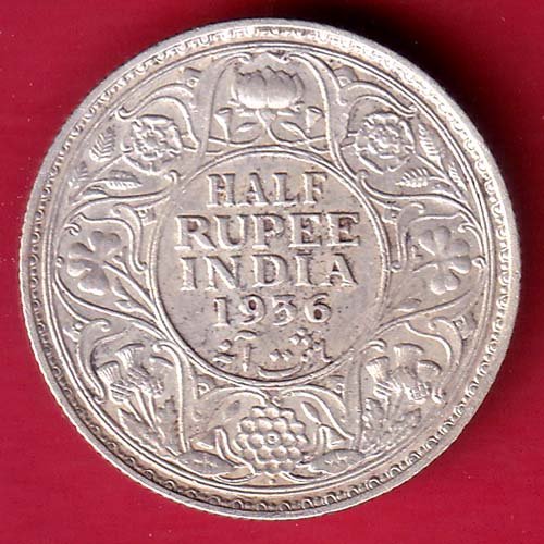 British India king geoge v 1936 HALF Rupee silver coin – HB231
