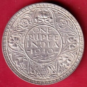 BRITISH INDIA 1940 BOMBAY MINT GEORGE VI ONE RUPEE BEAUTIFUL SILVER COIN-  HB392