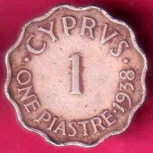 Cyprus 1938 George VI 1 Piastre COIN  – HB92