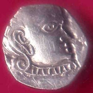 RARE VERIETY” Ancient India Gupta Empire Silver Drachm of SkandaGupta “Peacock” type Coin– HB95