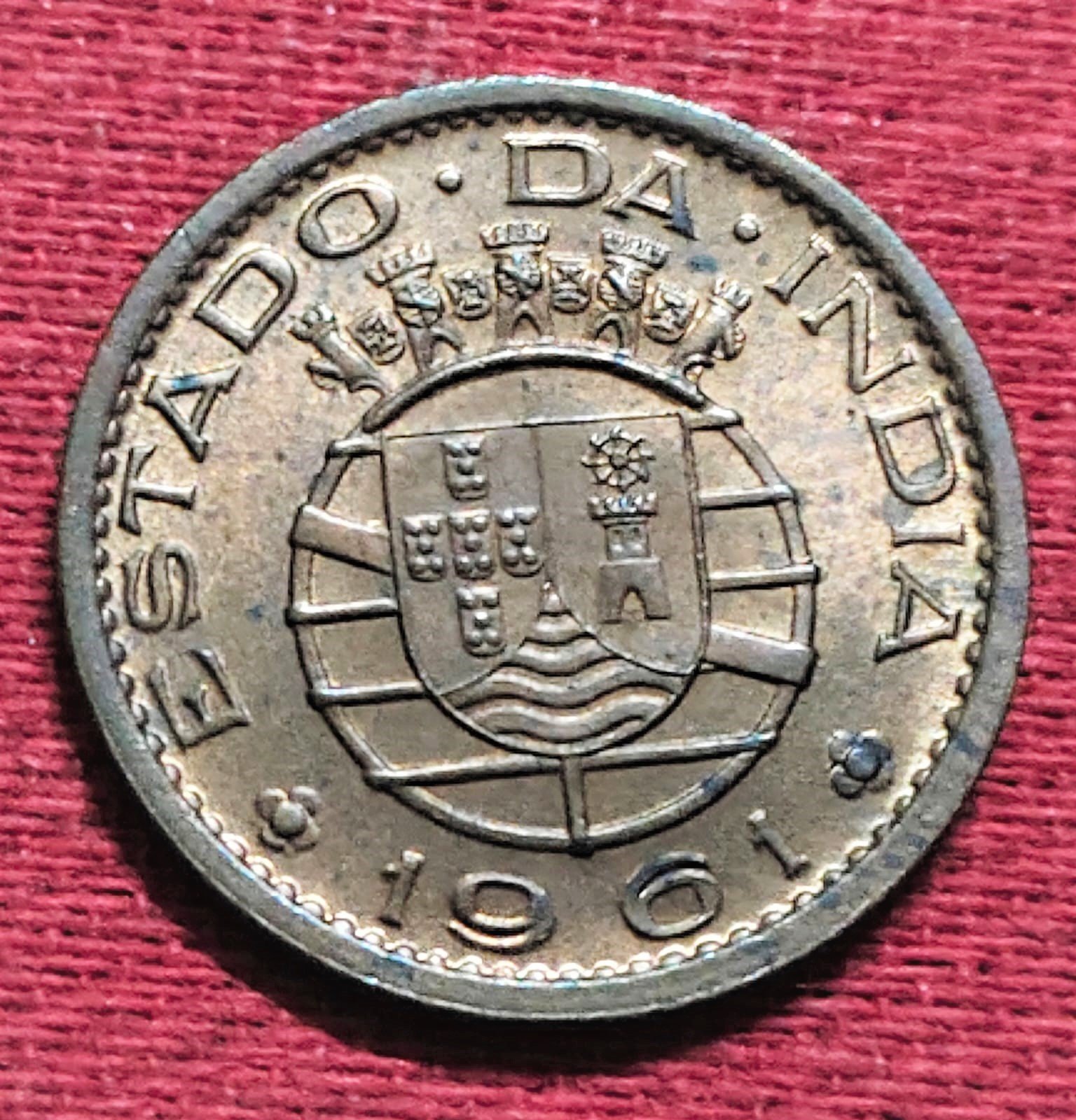 PORTUGUESE INDIA 10 cents unc 1961 RARE COIN