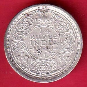 British India 1944 Bombay Mint George Vi 1/4  Rupee SILVER COIN– HB104