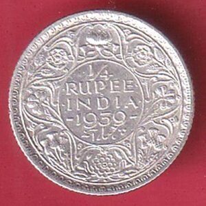 BRITISH INDIA 1939 GEORGE VI bombay mint 1/4 RUPEE SILVER COIN– HB114