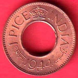 British India 1944 One Pice lahore mint copper coin– HB123