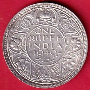 BRITISH INDIA 1940 BOMBAY MINT GEORGE VI ONE RUPEE BEAUTIFUL SILVER COIN– HB124
